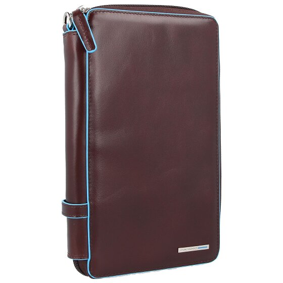 Piquadro Custodia per passaporto da viaggio quadrata blu in pelle 14 cm