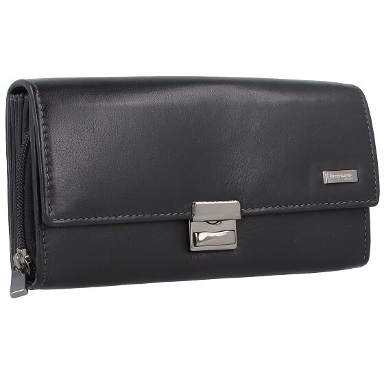 Greenland Nature Portafoglio da cameriere in nappa nera RFID in pelle 18 cm