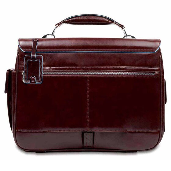 Piquadro Cartella quadrata blu in pelle 43 cm Scomparto per laptop