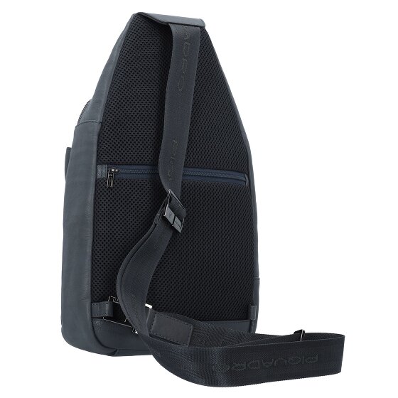 Piquadro Borsa a tracolla quadrata nera in pelle 20 cm