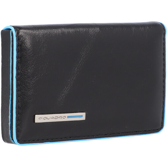 Piquadro Porta biglietti da visita quadrato blu in pelle 10 cm