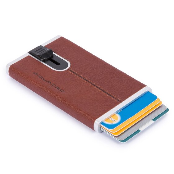 Piquadro Custodia quadrata nera per carte di credito RFID in pelle 6 cm