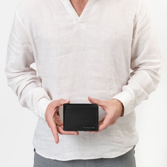 Police Portafoglio RFID in pelle 12 cm pieghevole con zip