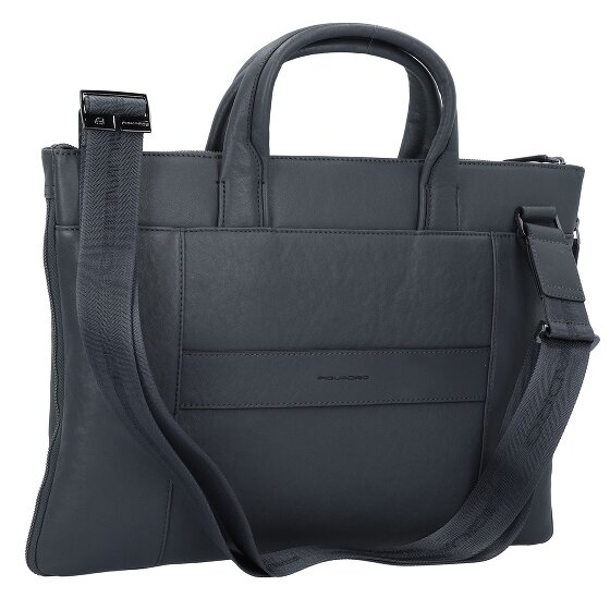 Piquadro Cartella quadrata nera in pelle 42 cm Scomparto per laptop