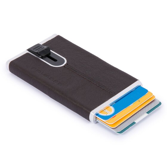 Piquadro Custodia quadrata nera per carte di credito RFID in pelle 6 cm