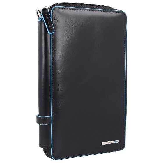 Piquadro Custodia per passaporto da viaggio quadrata blu in pelle 14 cm