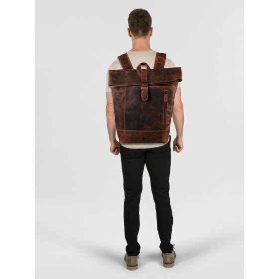 Jack Kinsky Baltimore 15 Zaino da lavoro Vera Pelle 43 cm Vano porta PC