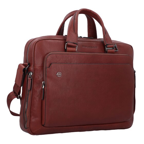 Piquadro Cartella quadrata nera in pelle 40 cm Scomparto per laptop