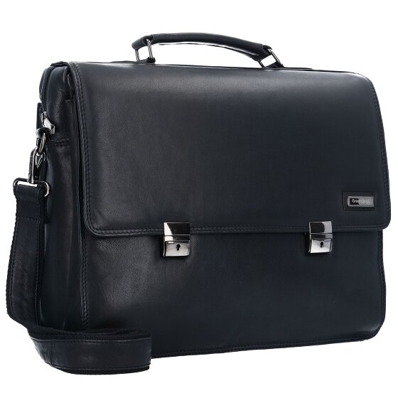 Greenland Nature Cartella in pelle nappa nera 40 cm Scomparto per laptop