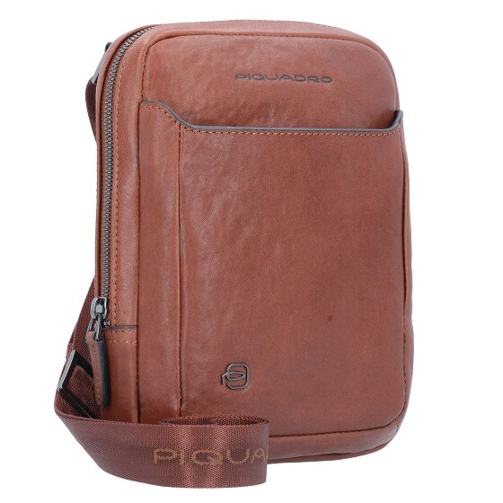 Piquadro Borsa a tracolla quadrata nera in pelle 17 cm