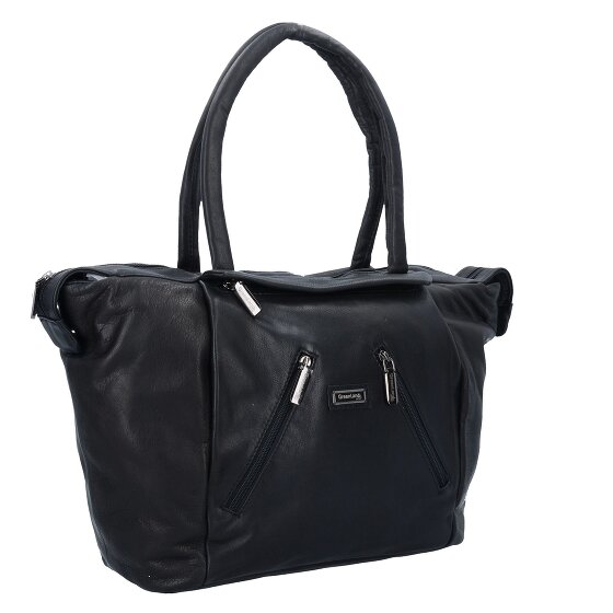 Greenland Nature Borsa Shopper in nappa nera in pelle 33 cm