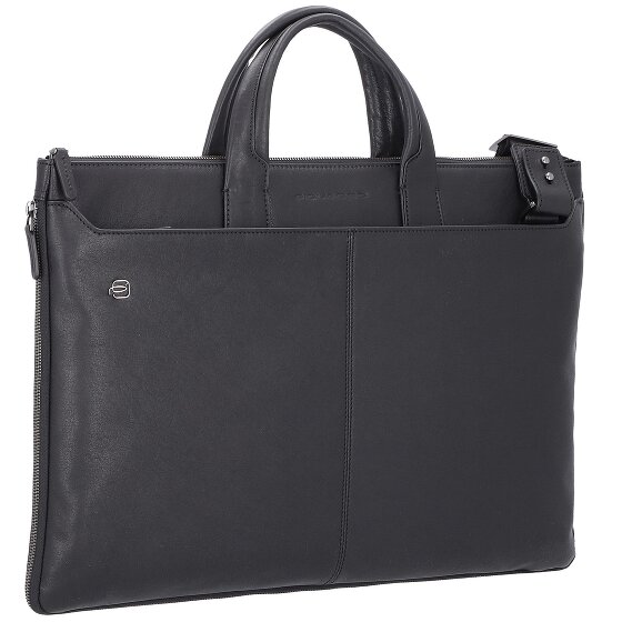 Piquadro Borsa per laptop quadrata nera in pelle 47 cm