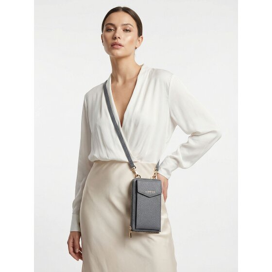 Lazarotti Portafoglio con chiusura a zip in pelle di Bologna, custodia per cellulare, 19 cm