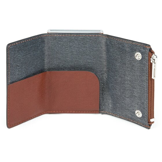 Piquadro Portacarte di credito quadrato nero in pelle 6 cm