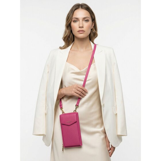 Lazarotti Portafoglio con chiusura a zip in pelle di Bologna, custodia per cellulare, 19 cm