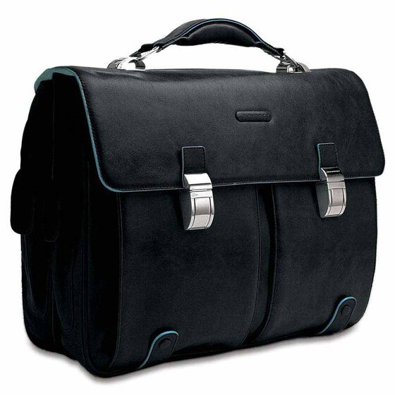 Piquadro Cartella quadrata blu in pelle 43 cm Scomparto per laptop