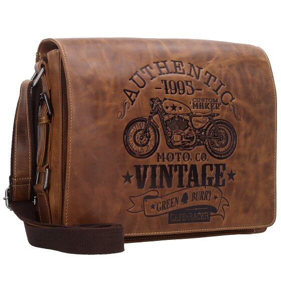 Greenburry Vintage Cafe Racer Messenger in pelle 33 cm