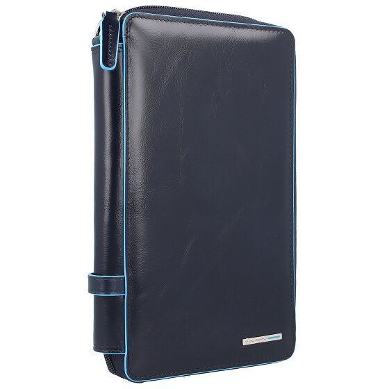 Piquadro Custodia per passaporto da viaggio quadrata blu in pelle 14 cm
