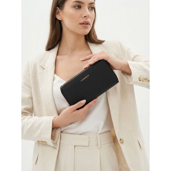 Lazarotti Portafoglio Bologna in pelle XL con doppia chiusura a zip, protezione RFID, 20 cm