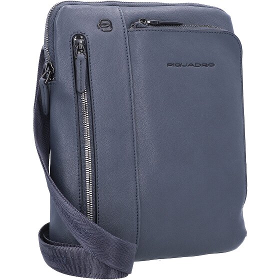 Piquadro Borsa a tracolla quadrata nera in pelle 24 cm
