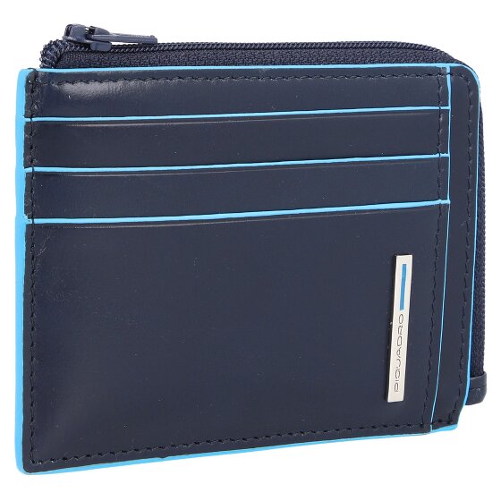Piquadro Custodia per carte di credito RFID quadrata blu in pelle 11 cm