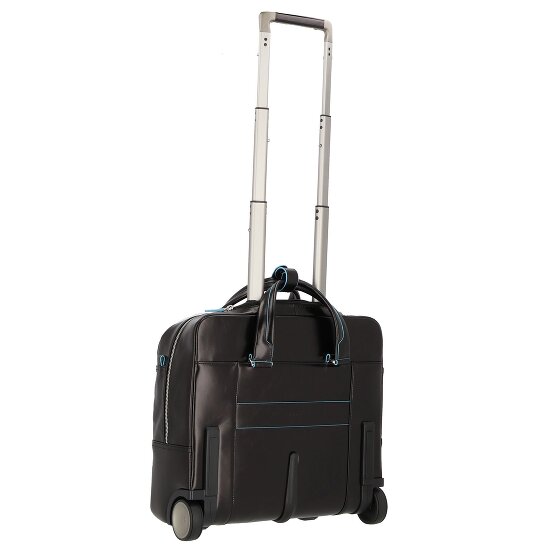 Piquadro Trolley business blu quadrato a 2 ruote in pelle con scomparto per laptop da 36 cm
