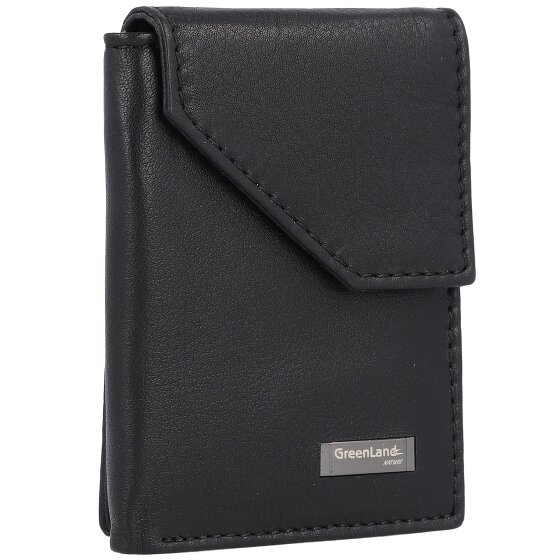 Greenland Nature Portafoglio in nappa nera RFID in pelle 7 cm