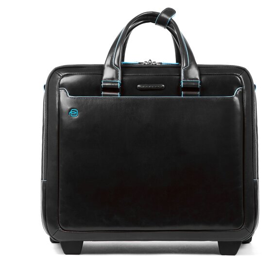 Piquadro Trolley business blu quadrato a 2 ruote in pelle con scomparto per laptop da 37 cm