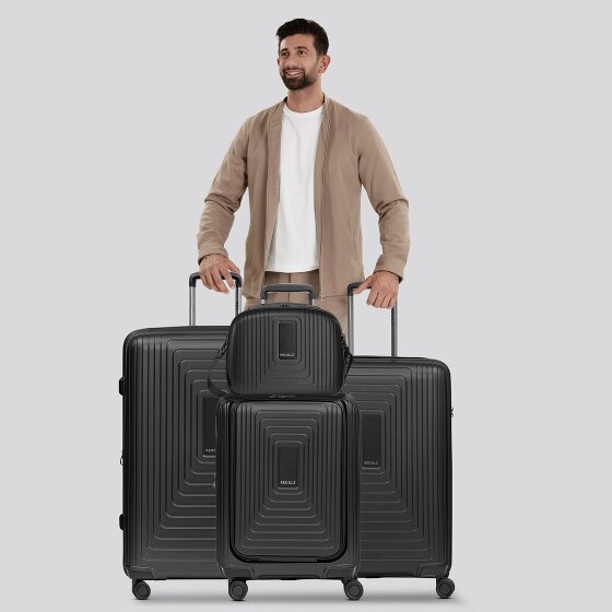 Redolz Set di valigie Essentials 14 a 4 ruote + beauty case 4 pezzi con piega elastica + scomparto per laptop