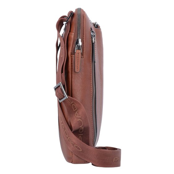 Piquadro Borsa a tracolla quadrata nera in pelle 24 cm