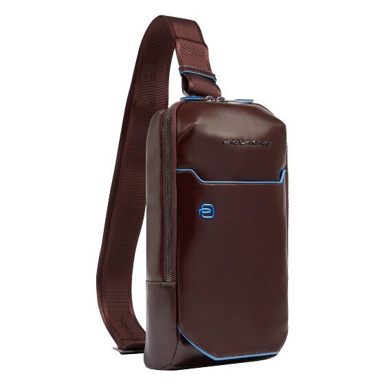 Piquadro Borsa a tracolla quadrata blu in pelle 28 cm