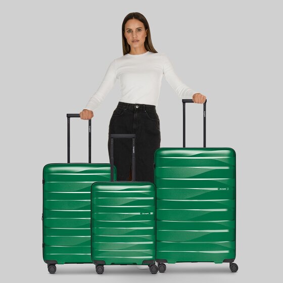 Bergpfeil Set di valigie da viaggio a 4 ruote, 3 pezzi, con ripiegamento elastico