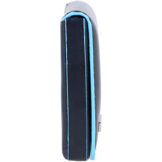 Piquadro Porta biglietti da visita quadrato blu in pelle 10 cm