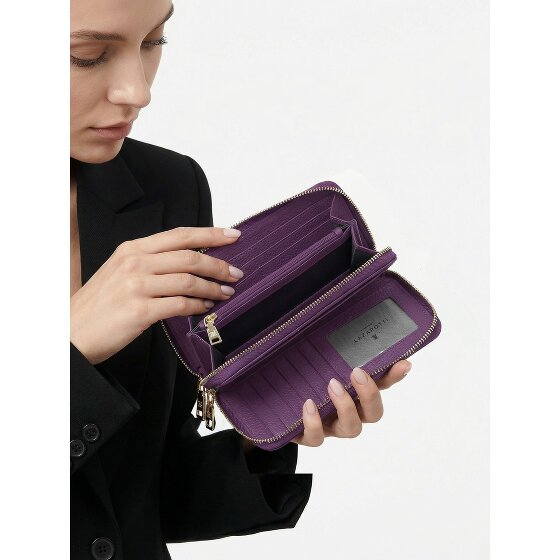 Lazarotti Portafoglio Bologna in pelle XL con doppia chiusura a zip, protezione RFID, 20 cm