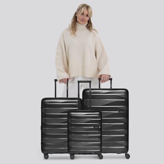 Bergpfeil Set di valigie da viaggio a 4 ruote, 3 pezzi, con ripiegamento elastico