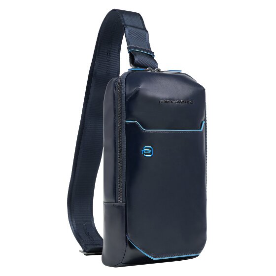 Piquadro Borsa a tracolla quadrata blu in pelle 28 cm