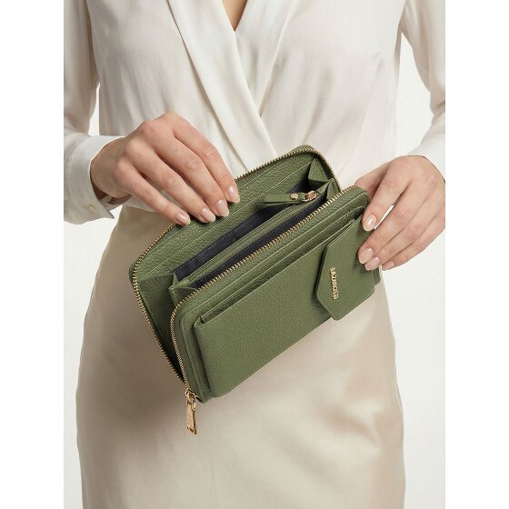 Lazarotti Portafoglio con chiusura a zip in pelle di Bologna, custodia per cellulare, 19 cm