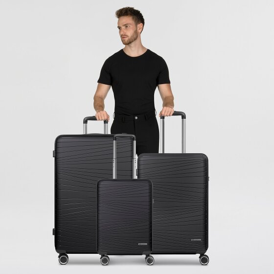 Franky Dallas 3.0 Set di valigie a 4 ruote 3 pezzi con pieghe elastiche