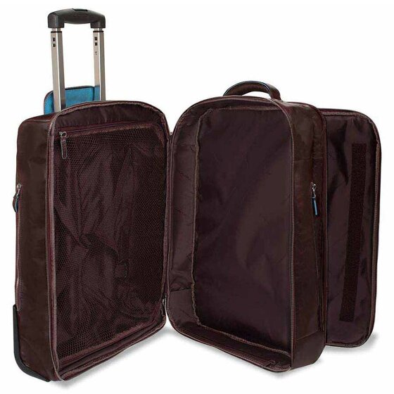 Piquadro Trolley business blu quadrato a 2 ruote in pelle con scomparto per laptop da 51 cm