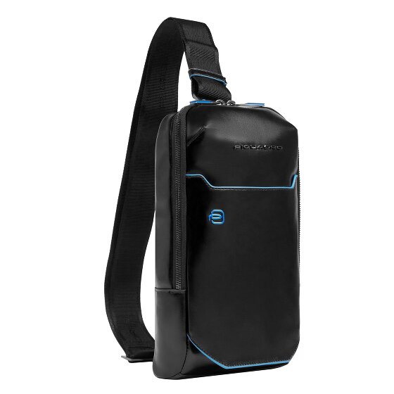 Piquadro Borsa a tracolla quadrata blu in pelle 28 cm