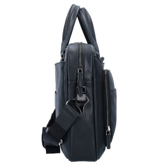 Piquadro Cartella quadrata nera in pelle 39 cm Scomparto per laptop