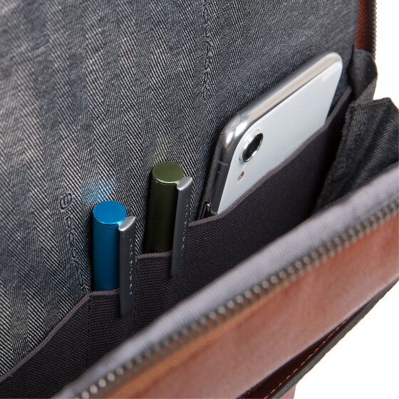 Piquadro Zaini quadrati neri in pelle 44 cm Scomparto per laptop