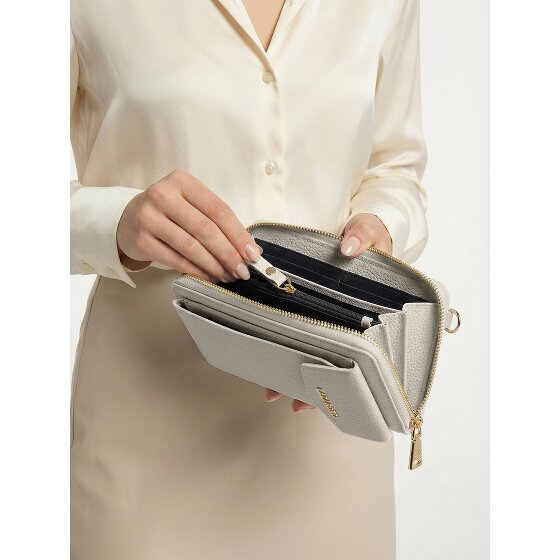 Lazarotti Portafoglio con chiusura a zip in pelle di Bologna, custodia per cellulare, 19 cm