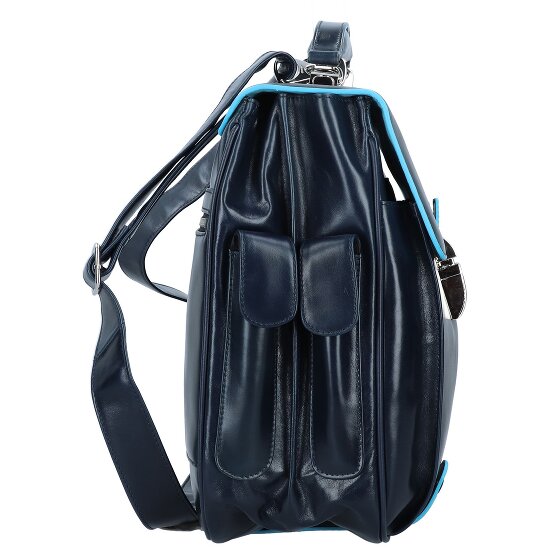 Piquadro Cartella quadrata blu in pelle 43 cm Scomparto per laptop