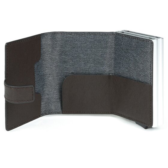 Piquadro Portacarte di credito quadrato blu RFID in pelle 7 cm