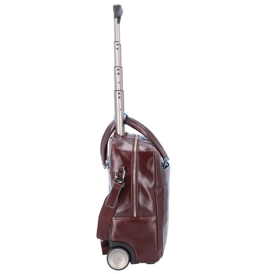 Piquadro Trolley business blu quadrato a 2 ruote in pelle con scomparto per laptop da 36 cm