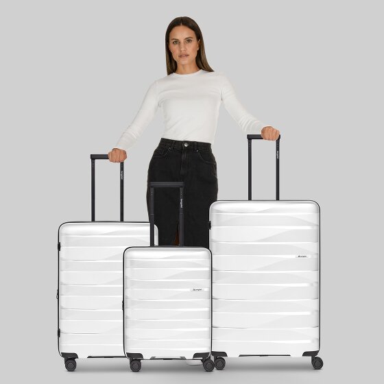Bergpfeil Set di valigie da viaggio a 4 ruote, 3 pezzi, con ripiegamento elastico