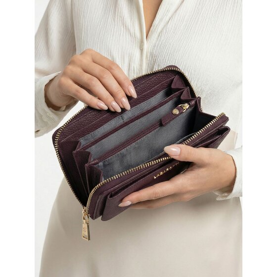 Lazarotti Portafoglio con chiusura a zip in pelle di Bologna, custodia per cellulare, 19 cm