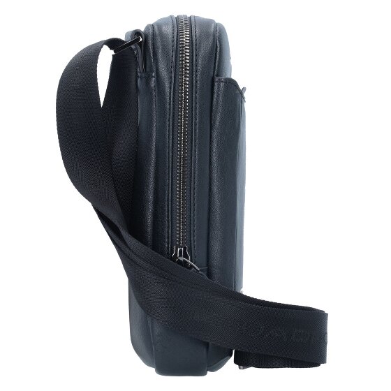 Piquadro Borsa a tracolla quadrata nera in pelle 17 cm