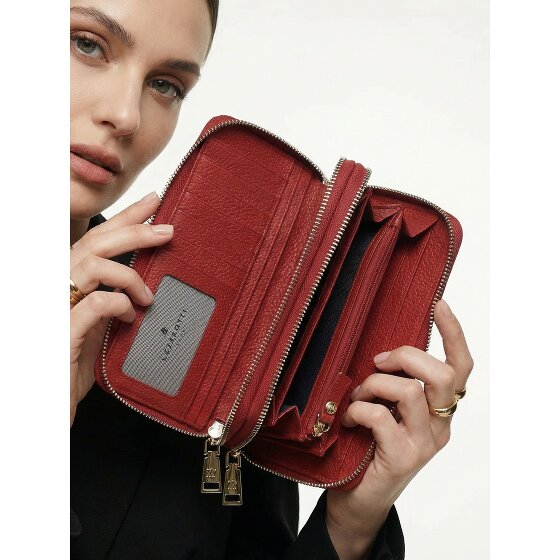 Lazarotti Portafoglio Bologna in pelle XL con doppia chiusura a zip, protezione RFID, 20 cm